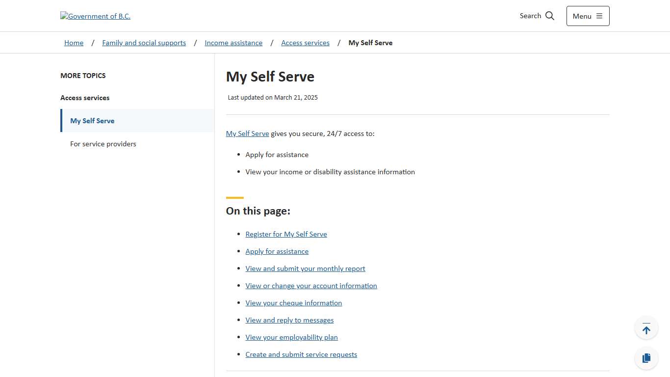 My Self Serve - Province of British Columbia